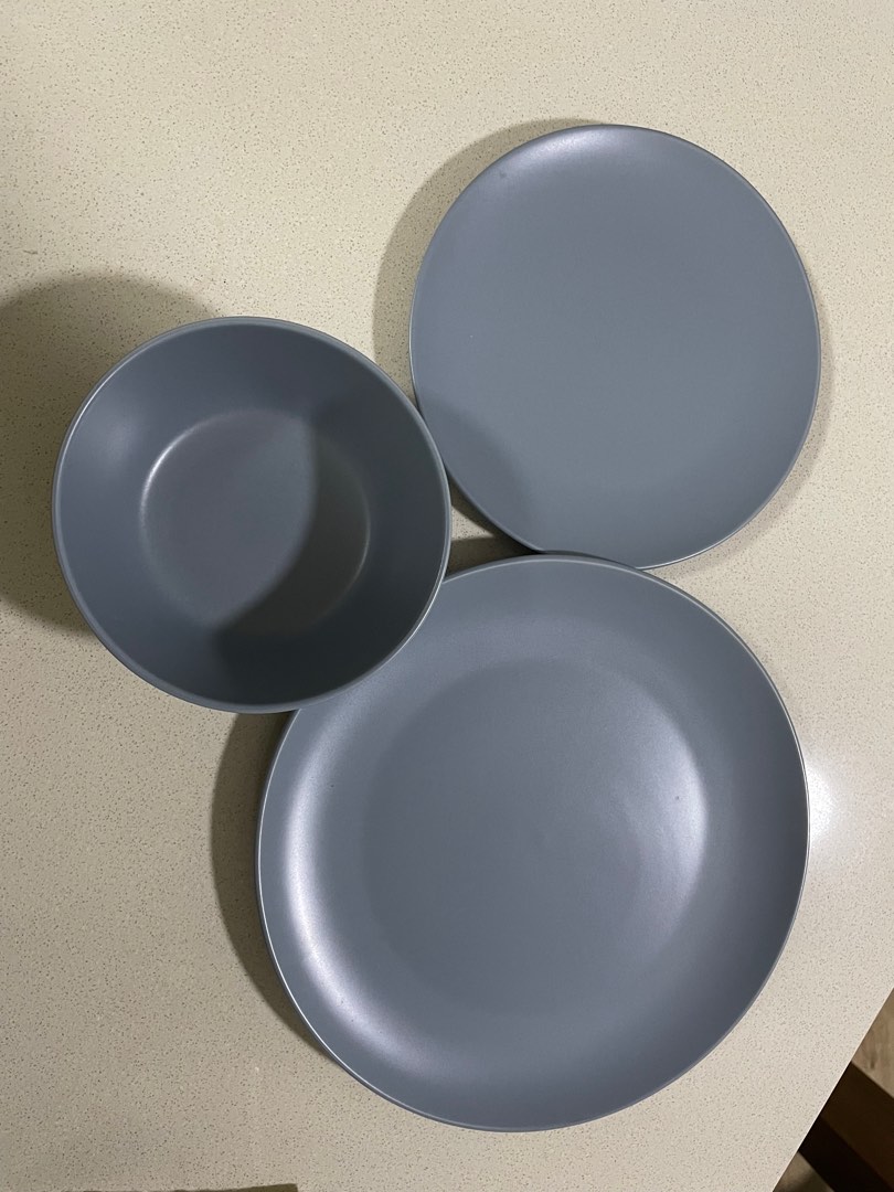 Ikea plates and bowls in blue, Furniture & Home Living, Kitchenware