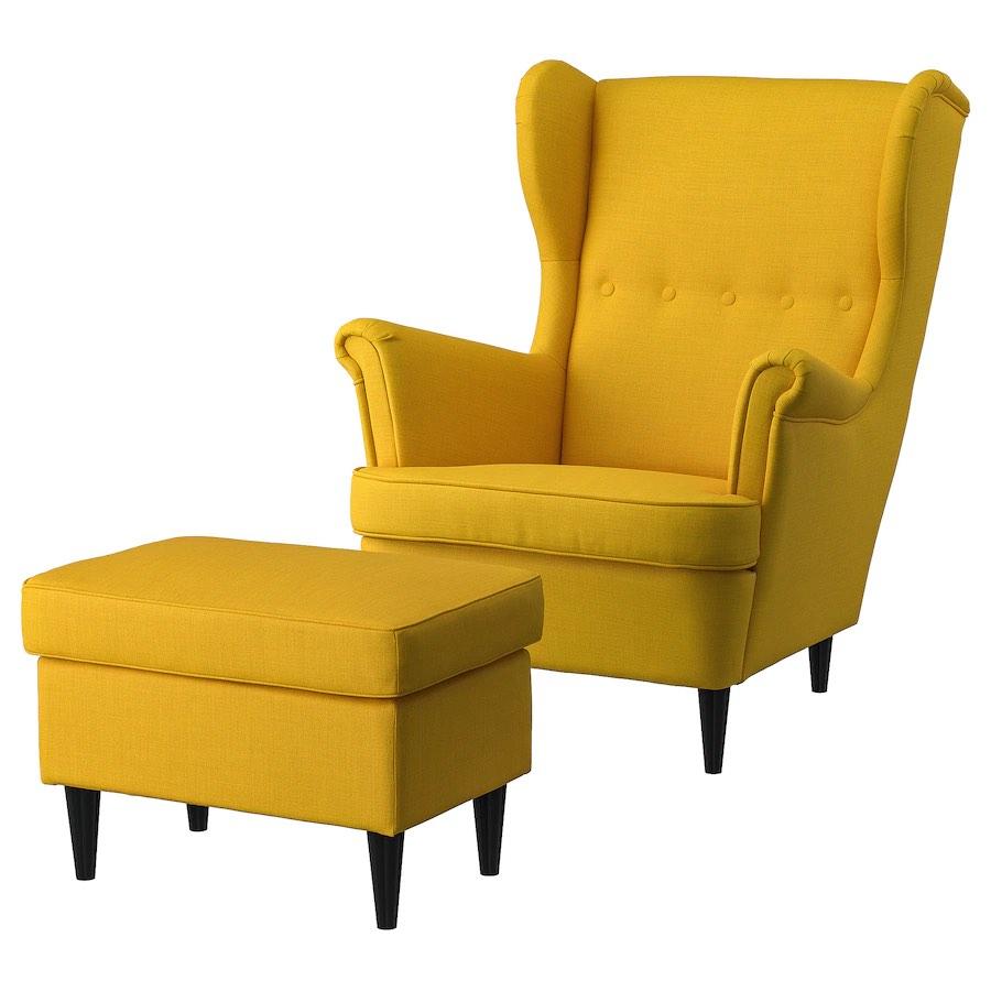 Wing chair with 2025 footstool