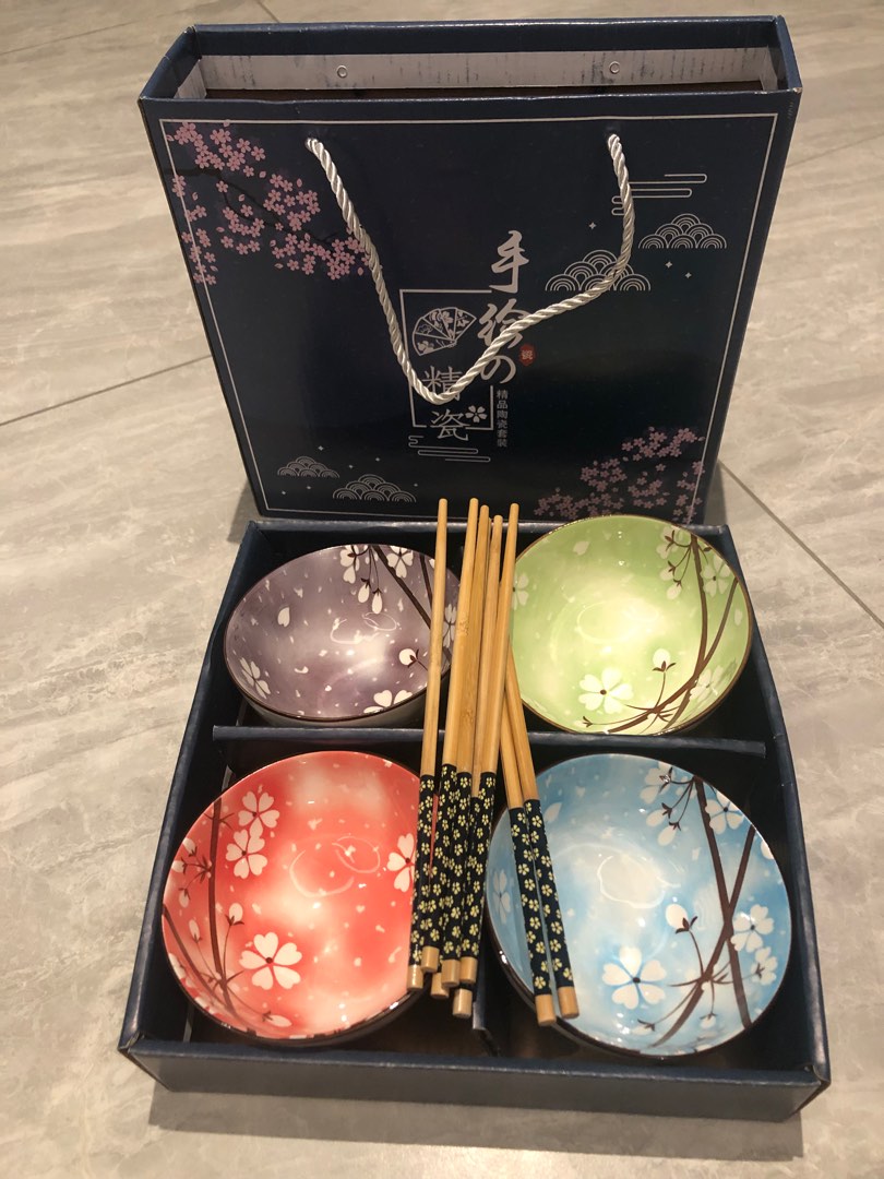 Japanese Bowl set with Chopsticks, Furniture & Home Living, Kitchenware