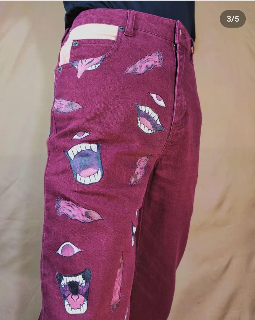 hand made (painted) jjk pants 36x29 - Depop