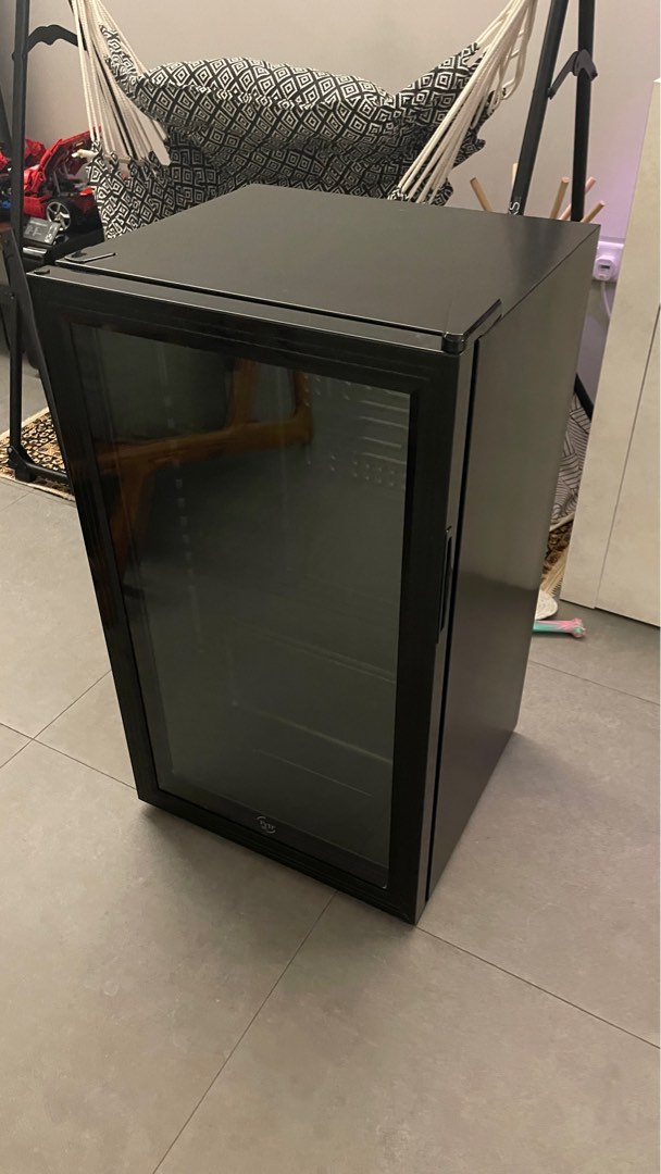 JVD 80L Mini Fridge Glass Door with LED Interior Light, Furniture