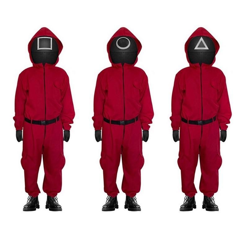 Kids Squid Game Costume Cosplay Jumpsuit Logo Mask Square Circle