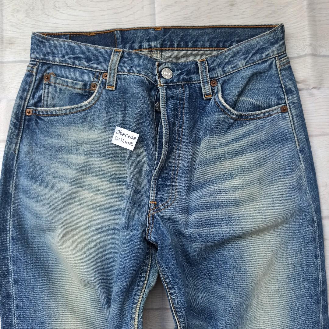 Jeans Levi's 501 Vintage Années 90 - Made In USA - Taille W33 L34 Gris - Occasion TB