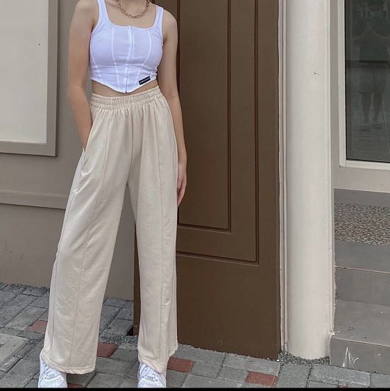 beige flowy pants