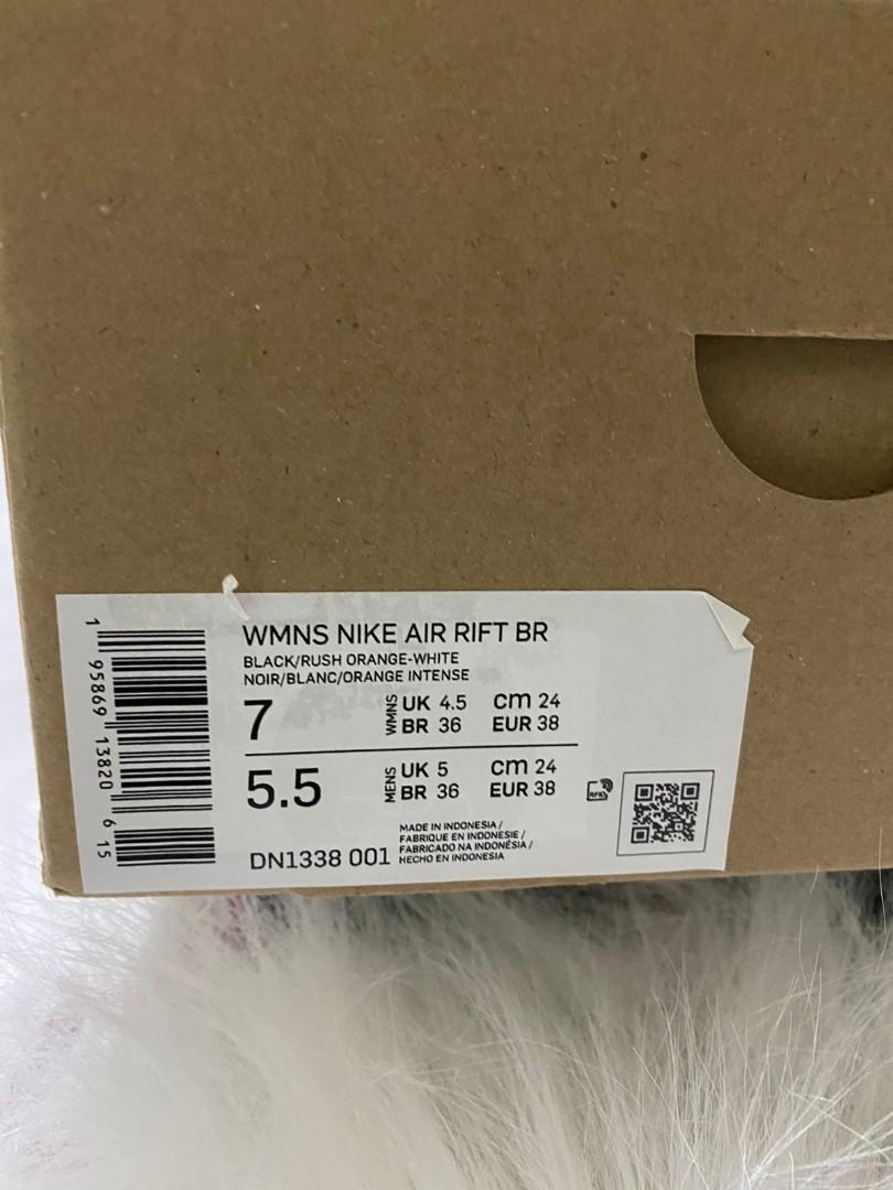 Nike air rift black rush orange, Fesyen Wanita, Sepatu di ...