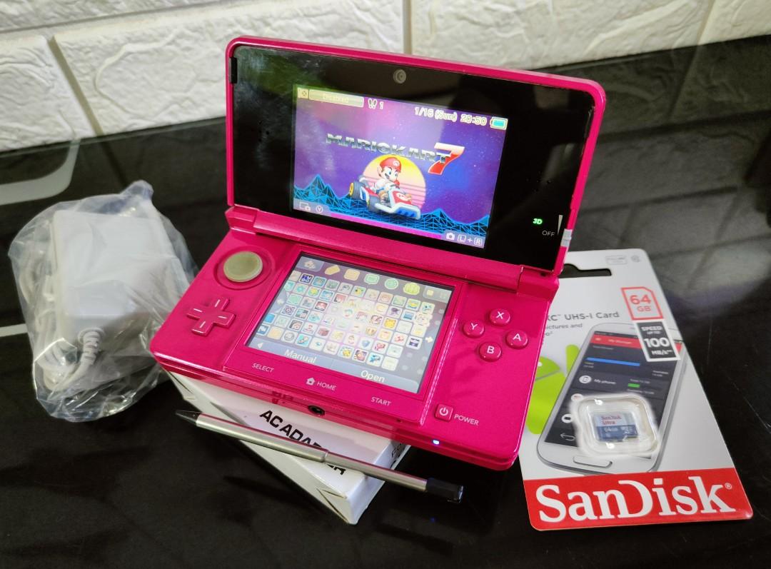 Nintendo 3DS Gloss Pink 64GB CFW Full of Games Bundle [3DS], Video