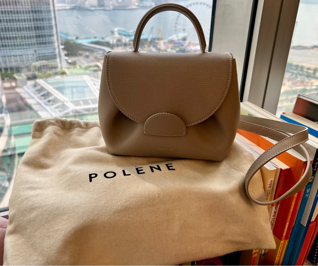 Polene Number One Nano - Taupe Textured Leather, 名牌, 手袋及銀