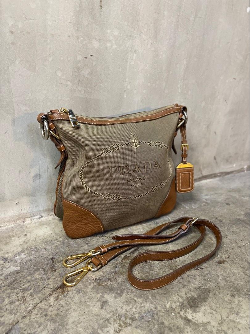 Prada logo sale jacquard crossbody bag