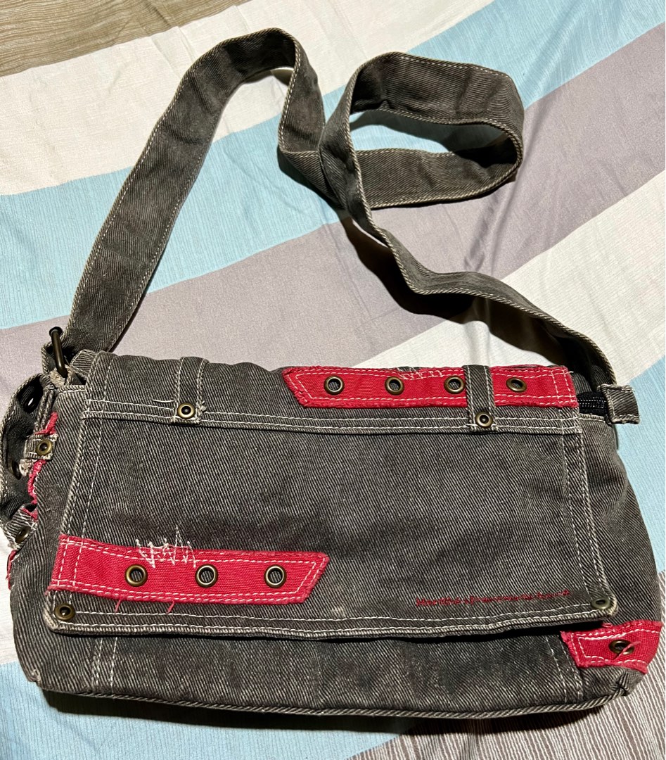 Preloved marithe francois girbaud denim messenger/body bag, Women's