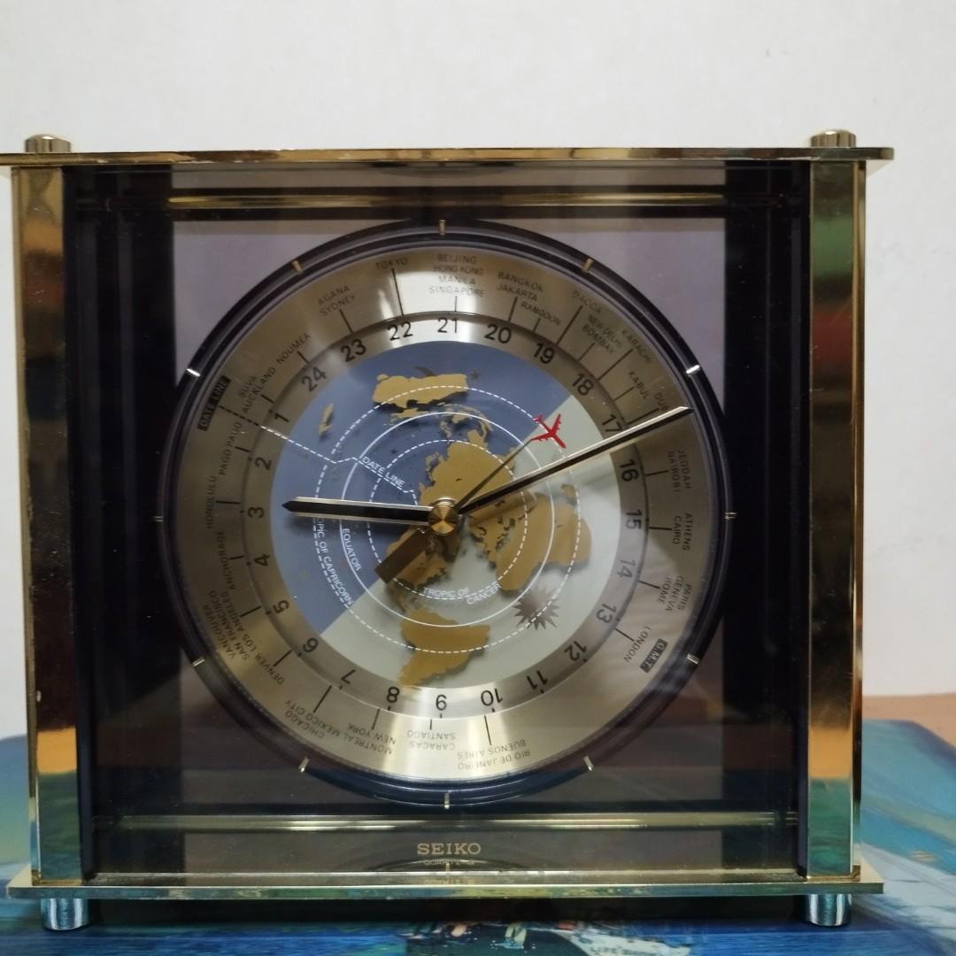 Rare Vintage 80's Seiko World Map Clock, Furniture & Home Living, Home