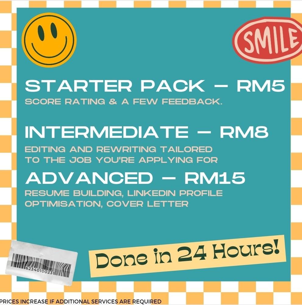 RM5 RESUME CV REVIEW BUILDING DONE IN 24 HOURS Services Others On rm5-resume-cv-review-building-done-in-24-hours-services-others-on