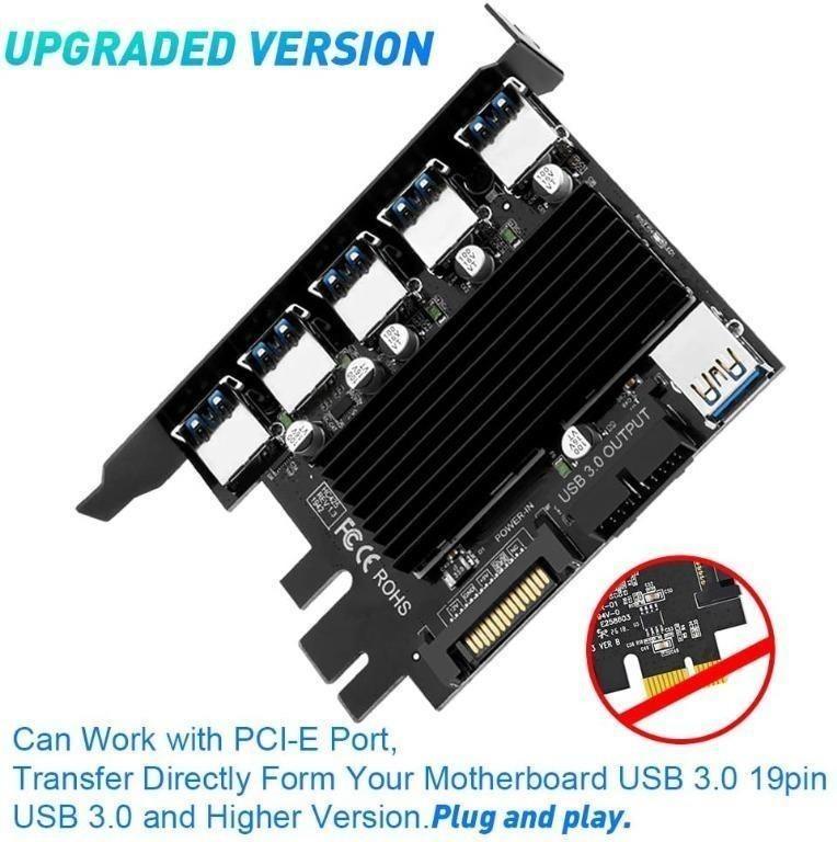 Rocketek 5 Ports USB 3.0 to Expansion Card-5 USB 3.0 Port Expansion ...