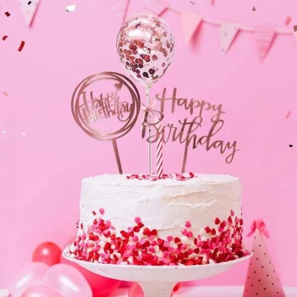Rose Gold Confetti Cake Topper | Birthday Cake topper, Food & Drinks ...