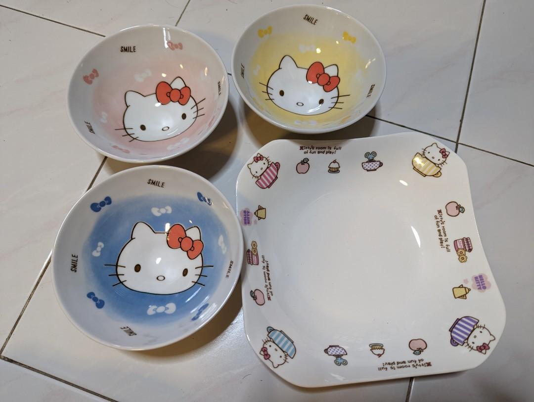 Sanrio hello kitty plate and bowl, Furniture & Home Living, Kitchenware
