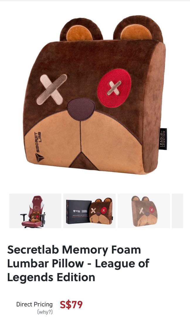 Secretlab lumbar memory foam, League of legends cushion, Furniture