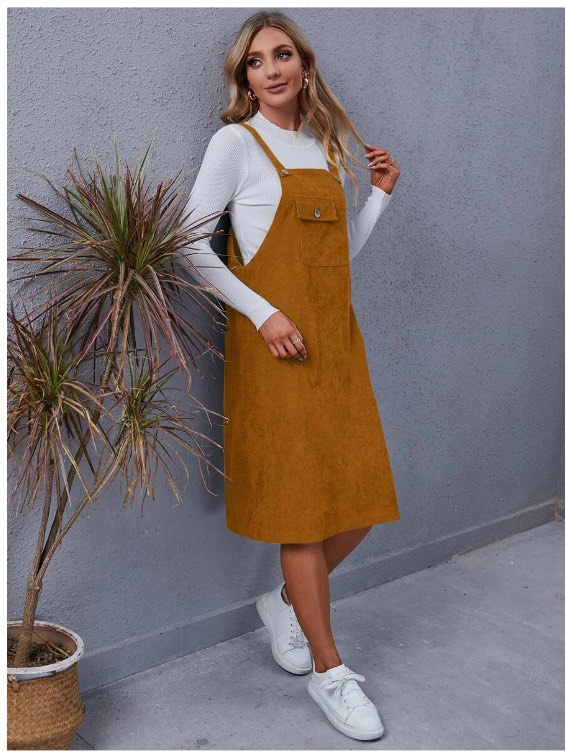 Pocket front overall corduroy dress sale