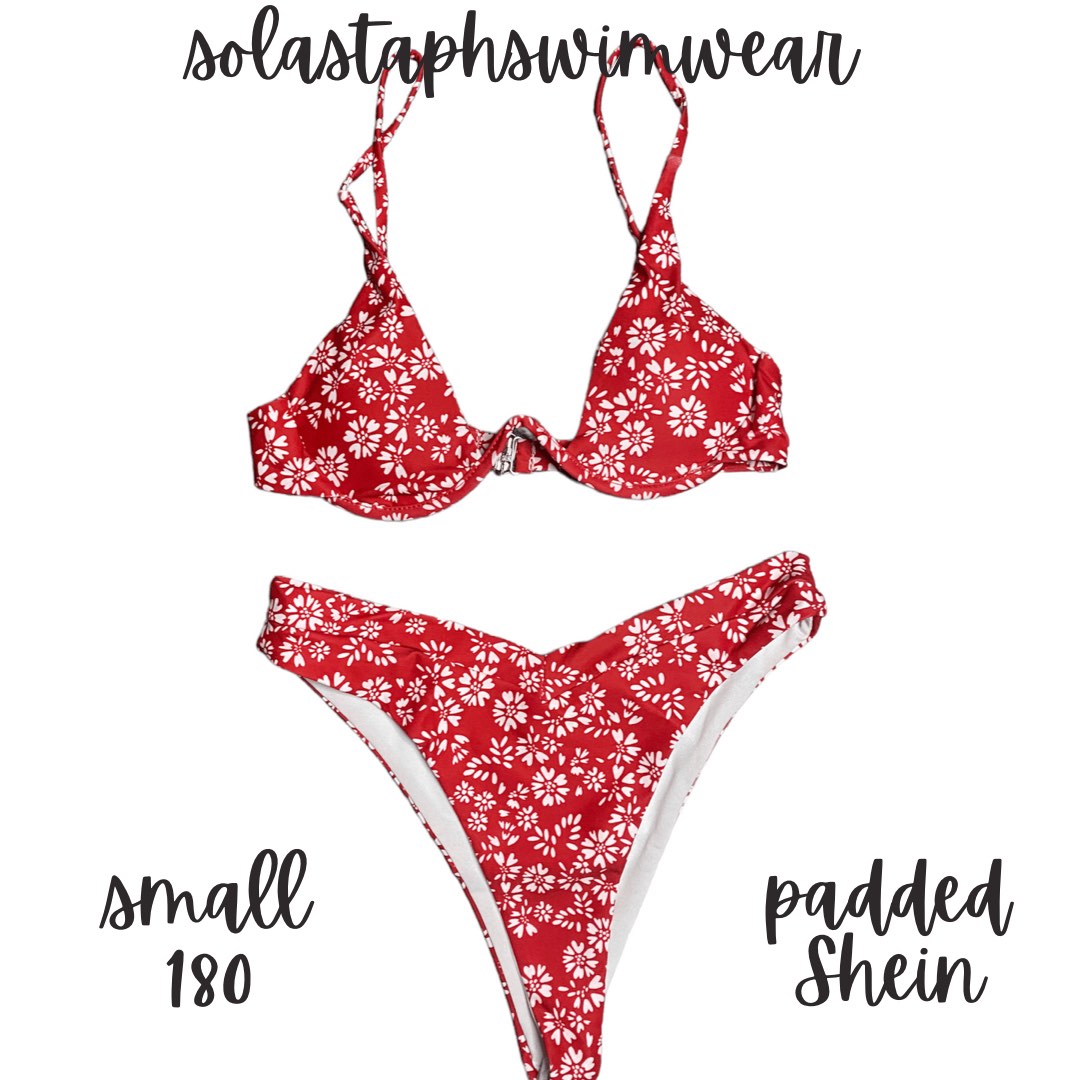 Shein Red Floral Underwire Bikini, Women's Fashion, Swimwear, Bikinis
