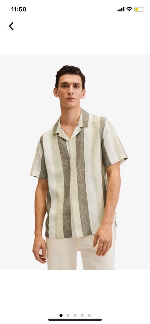 Linen short sleeve camp collar shirt Mango Men s Fashion Tops Sets Shirts on Carousell