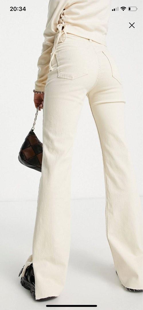 Stradivarius Petite slim flare jean with split detail in ecru, Women's  Fashion, Bottoms, Jeans & Leggings on Carousell