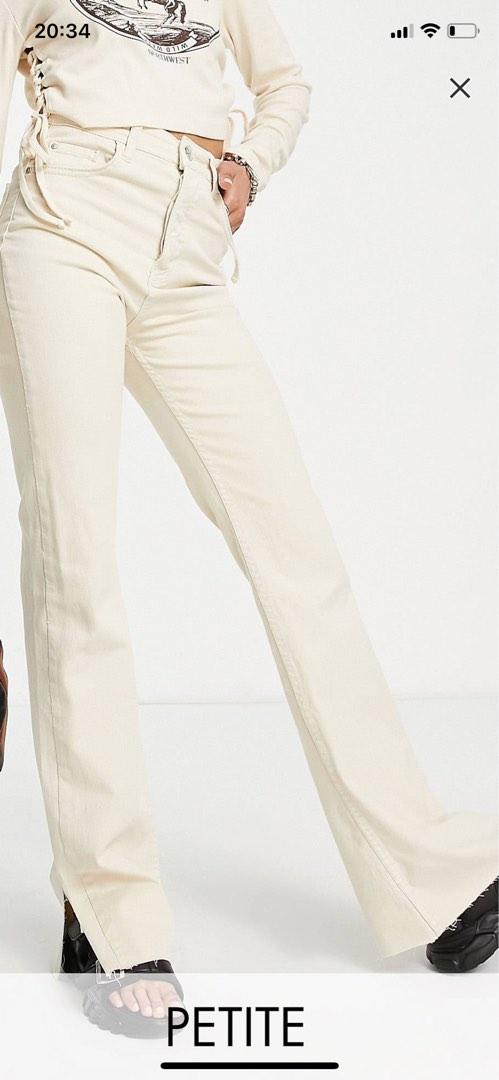 Stradivarius Petite slim flare jean with split detail in ecru, Women's  Fashion, Bottoms, Jeans & Leggings on Carousell