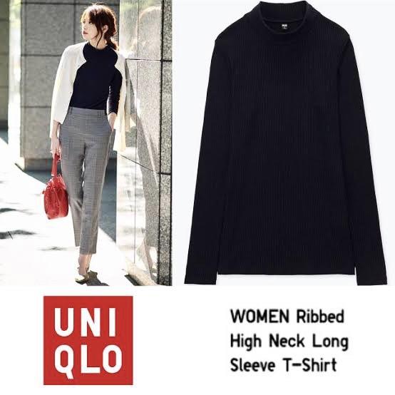Uniqlo Women's Ribbed High Neck Long-Sleeve T-Shirt