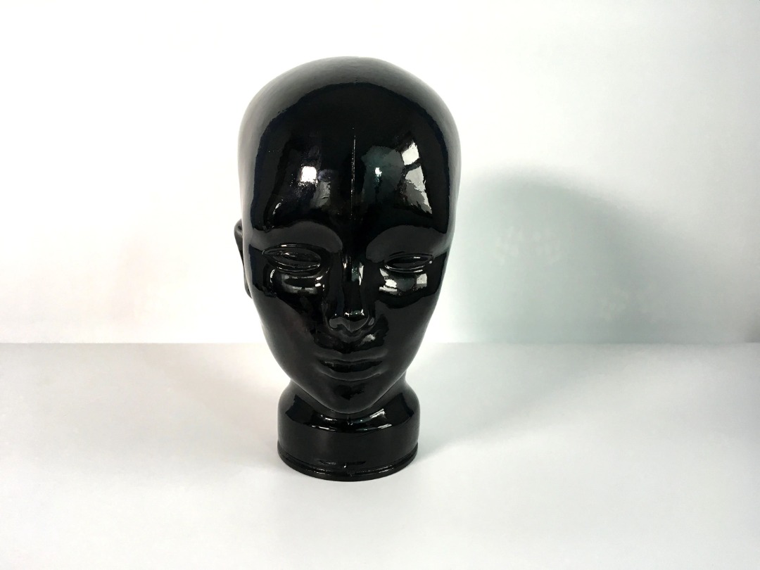 Vintage Black Glass Heads (Collectible Art 1 pair), Furniture & Home