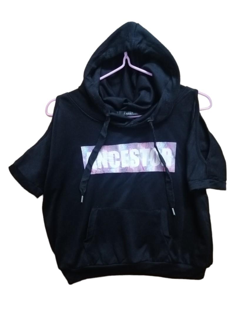 Hoodie with open best sale shoulders