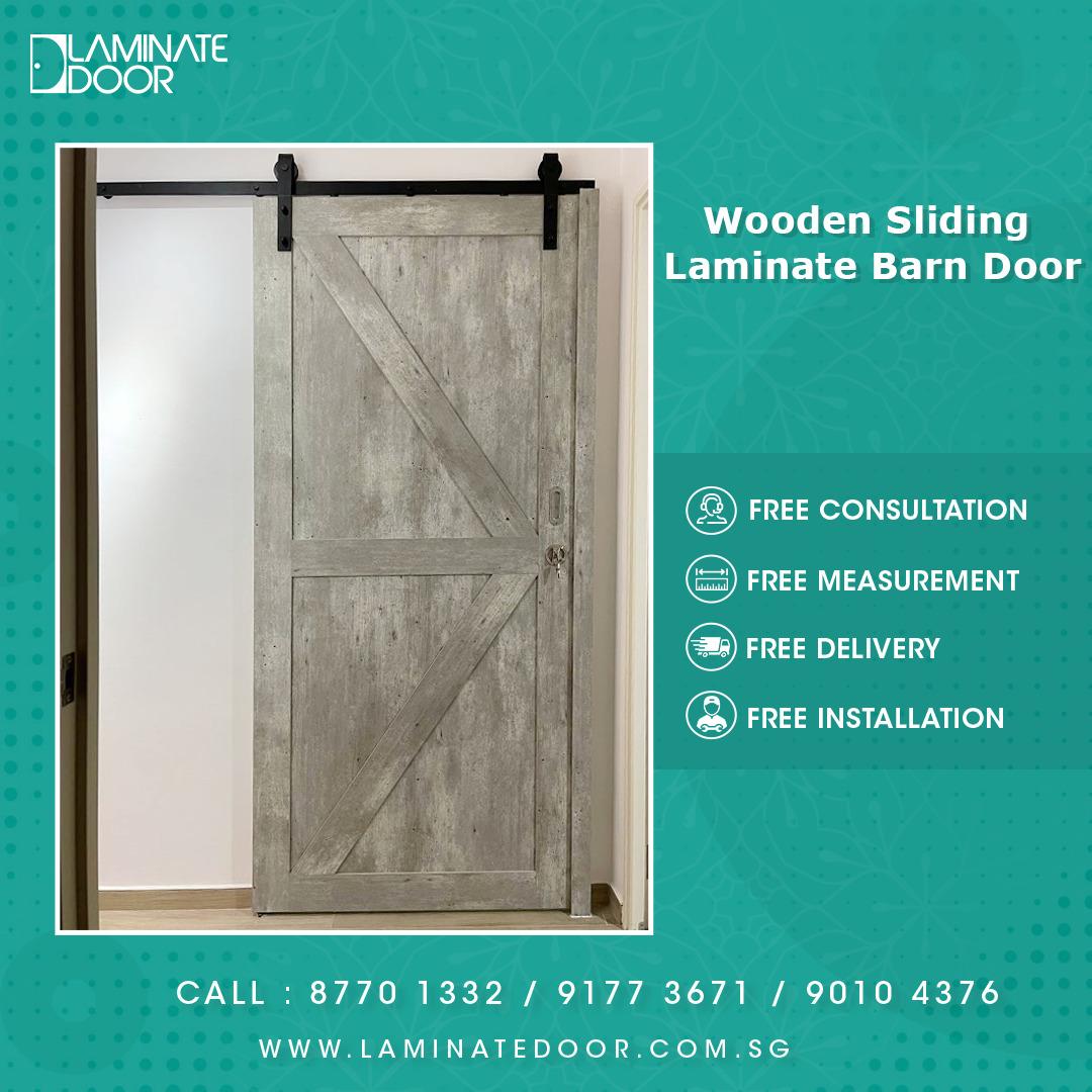 Wooden Sliding Laminate Barn Door Without Lock wood, Furniture & Home