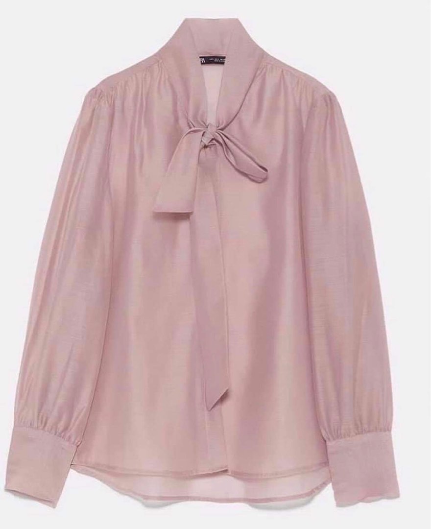 ZARA ORGANZA BLOUSE WITH BOW DETAIL, Women's Fashion, Tops, Blouses on