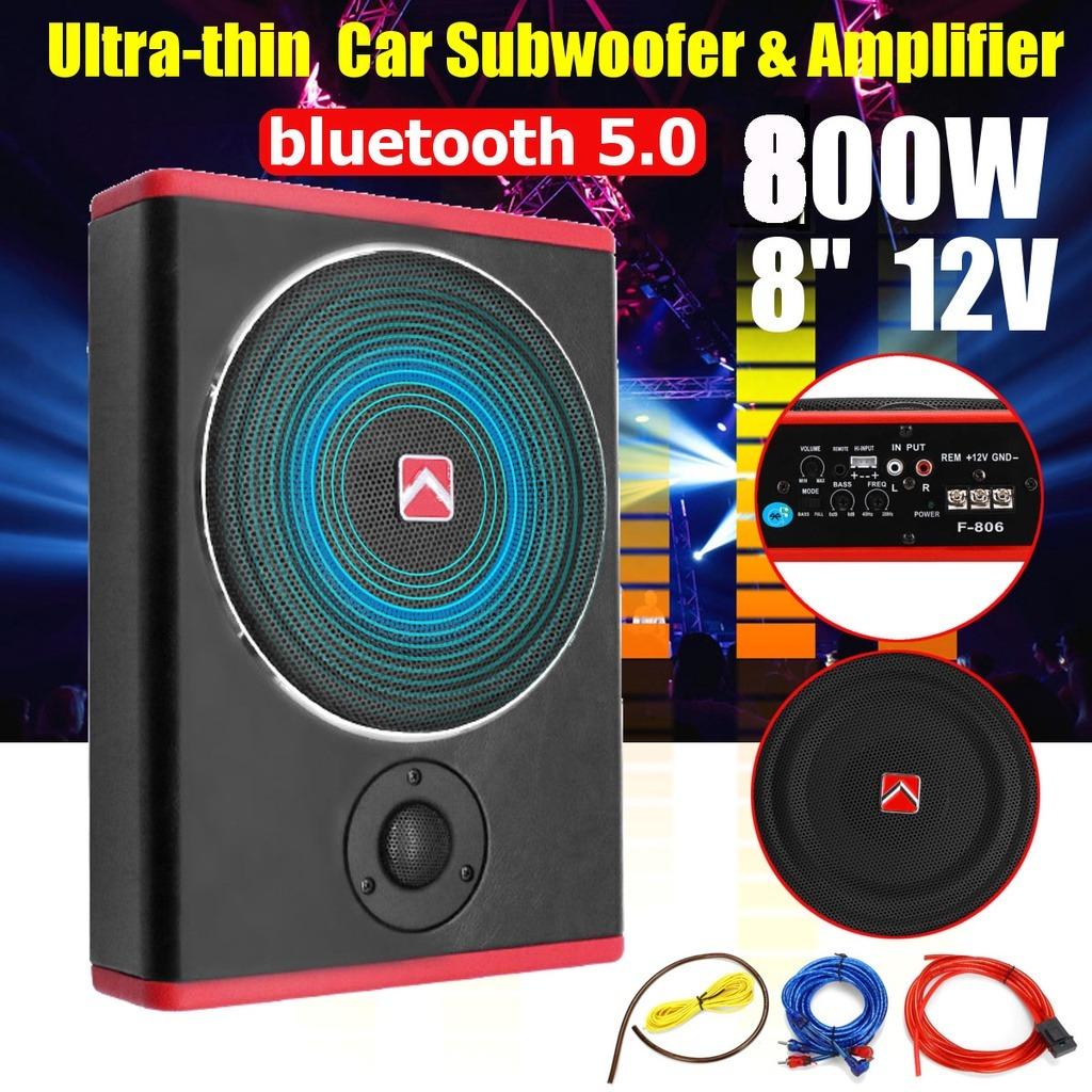 12V Car Amplifier Subwoofer 8” 600W Car Audio Slim Under Seat Active