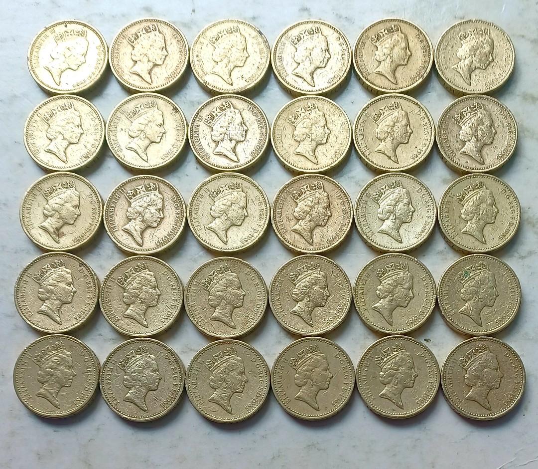 英國1985年1英鎊硬幣共30枚(品相實物如圖), 興趣及遊戲, 收藏品及紀念品, 錢幣- Carousell