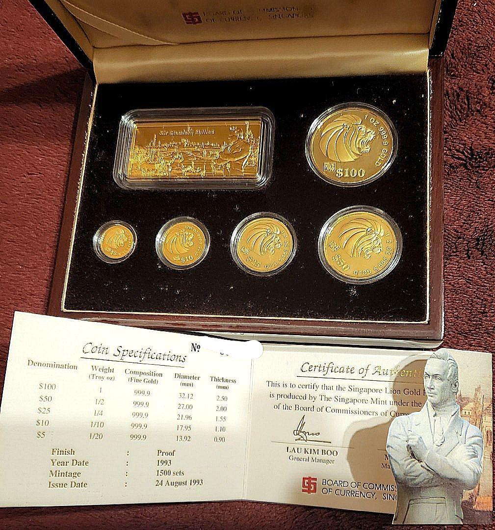 1993 Lion Gold Proof Coin Sir Stamford Raffles, Hobbies & Toys ...