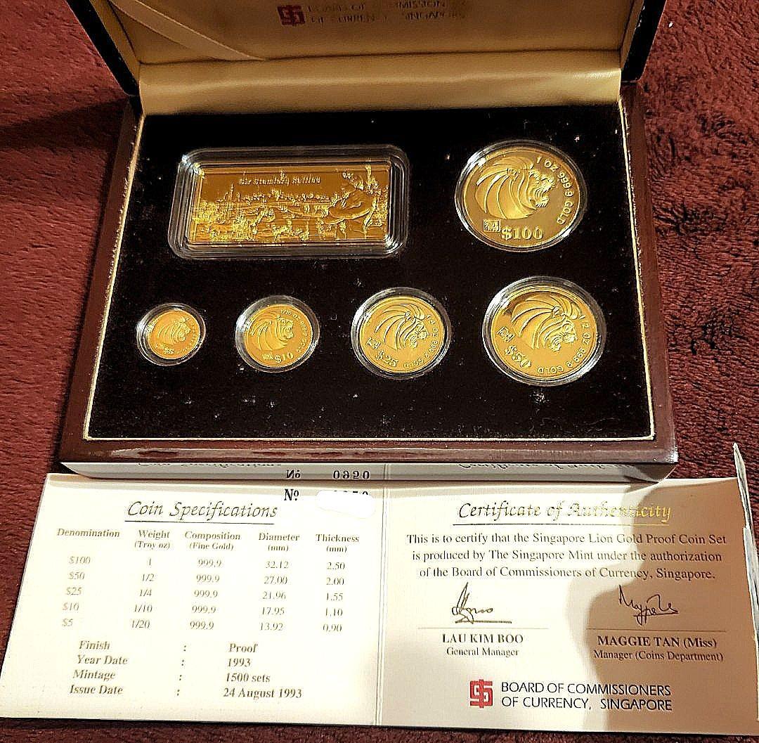 1993 Lion Gold Proof Coin Sir Stamford Raffles, Hobbies & Toys ...