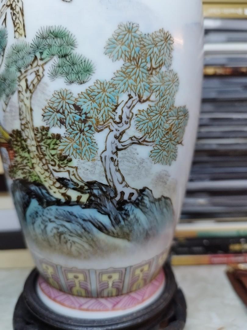 中国美術 古玩 煨瓷 山水 風景 人物 花瓶 花生 花器 - 美術品