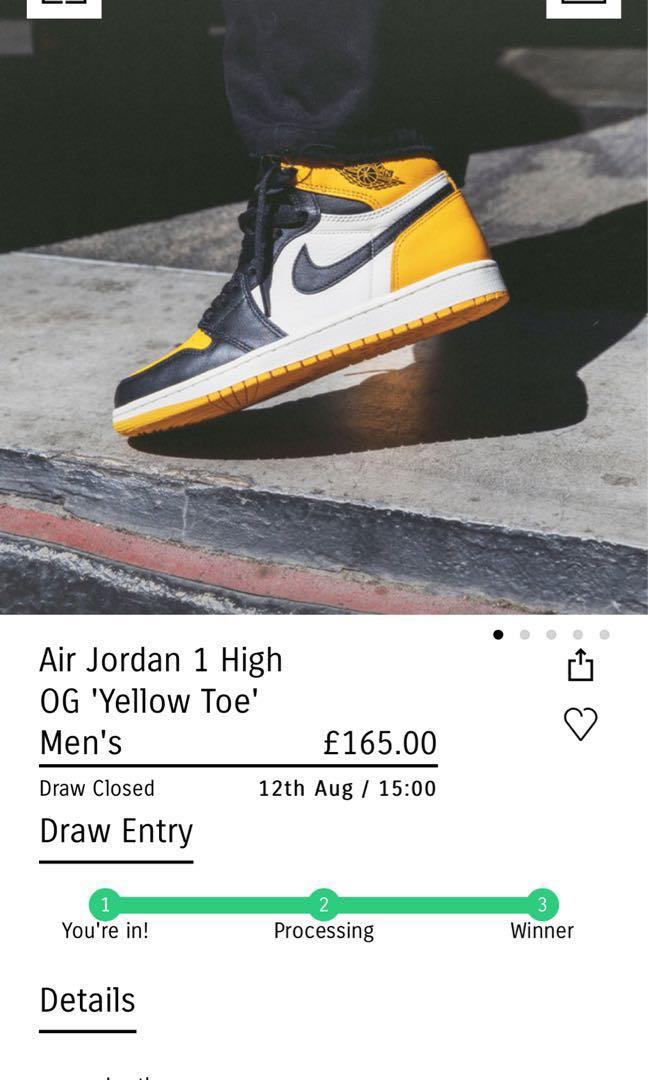 Jordan 1 yellow on sale toe on feet