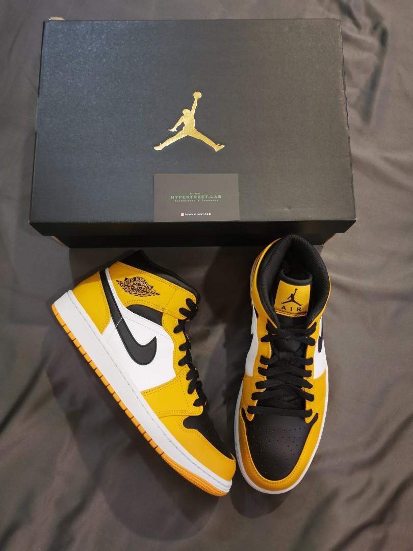 Air Jordan 1 Mid Yellow Toe Men s Fashion Footwear Sneakers on