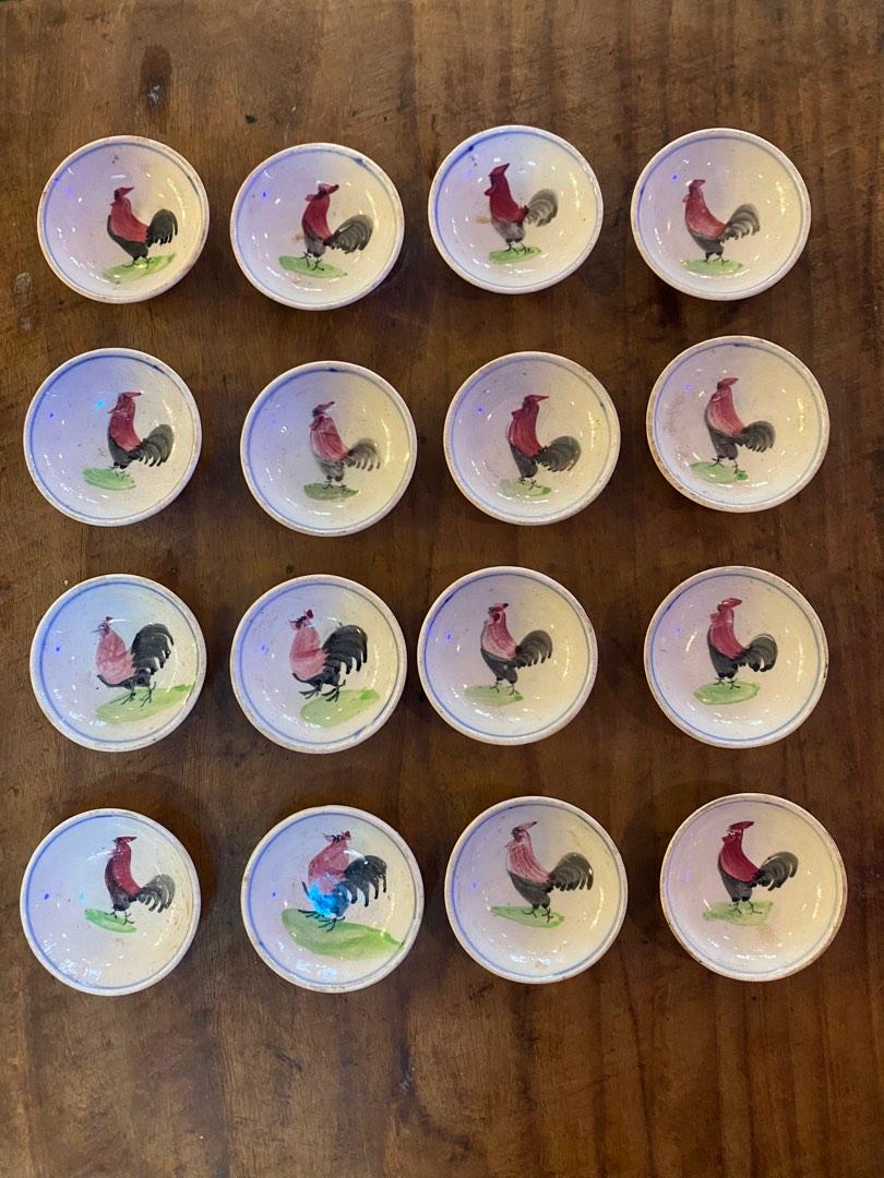 Antique Hand Painted Rooster Porcelain Sauce Plates., Hobbies ...