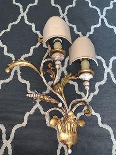 Antique Italian stunning wall lamp set with appliques