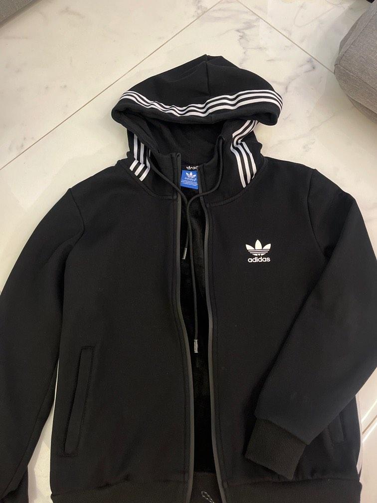 Adidas originals authentic sweatshirt with contrast outlet panel in white and black