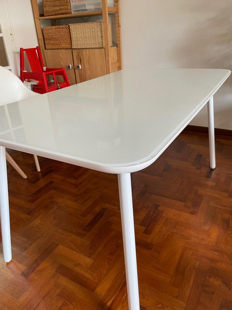 Beautiful white glass top DINING TABLE (without chairs), Furniture