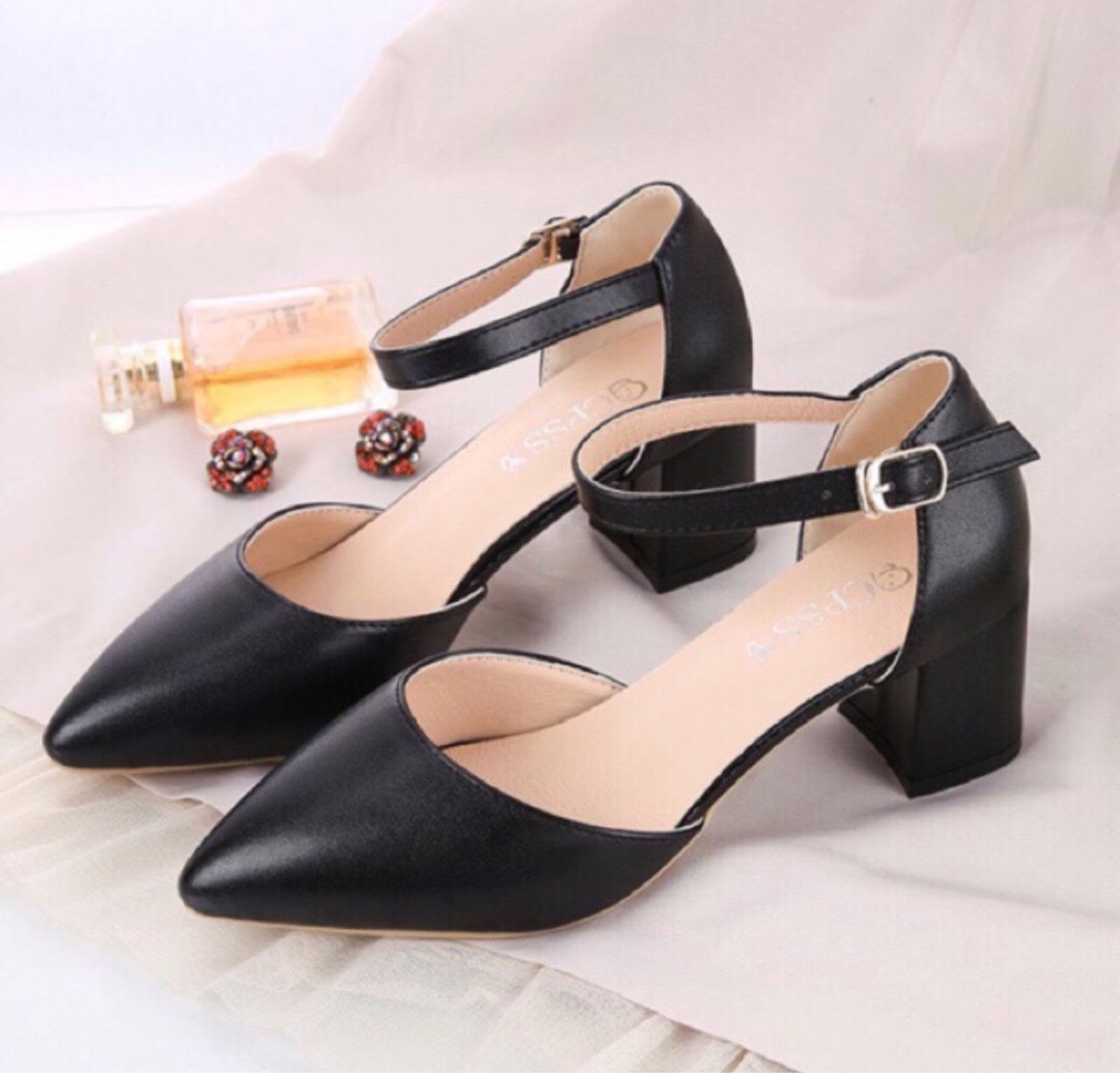 black square front heels