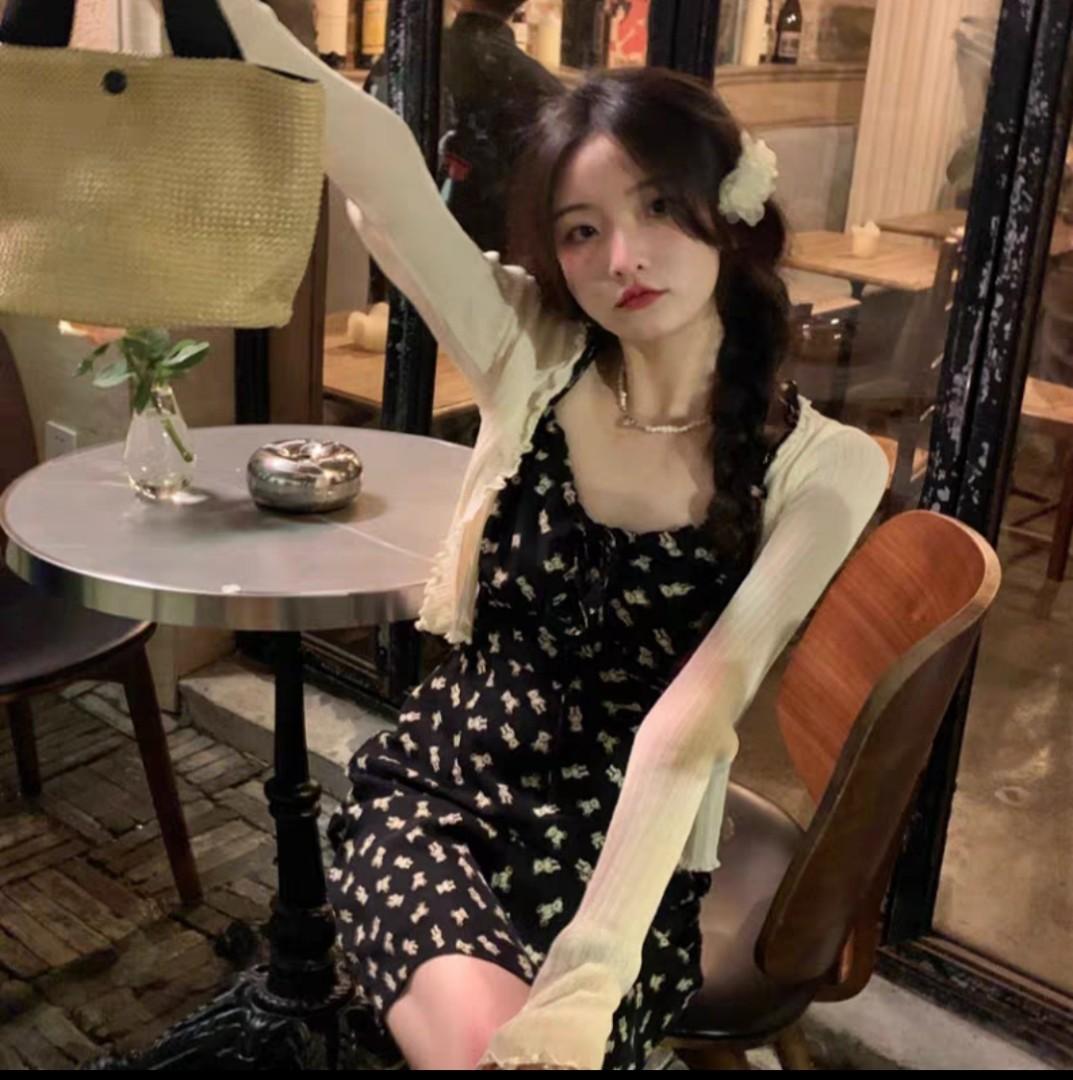 Black Dress cute aesthetic Women s Fashion Dresses Sets