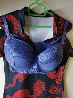 Blue Lace Bra Set