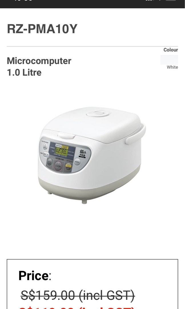 Brand New Hitachi Rice Cooker 1.0L, TV & Home Appliances, Kitchen