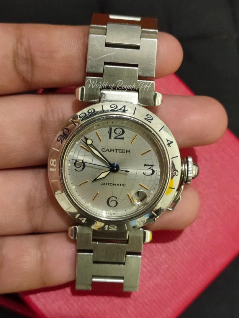 Cartier Pasha C (Category: Luxury Watches) located in Bacoor. Submitted by worldofroyals.ph (Listing ID 1174286898, Image 1). Description: Cartier Pasha C Reference 2377 Automatic Year of production 2005 35mm Date GMT Double Fold Clasp.