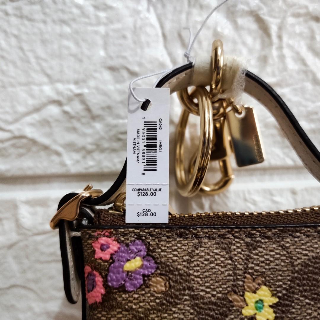 NEW Coach Mini Val Duffle Bag Charm Signature Canvas Floral Print Khaki  Keychain