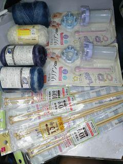 Crochet set / crochet set daiso products / mist yarn / bamboo knitting needle /crochet tools / crochet little machine