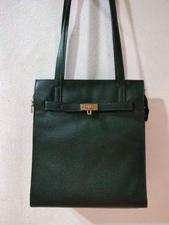 Dark green leather shoulder bag