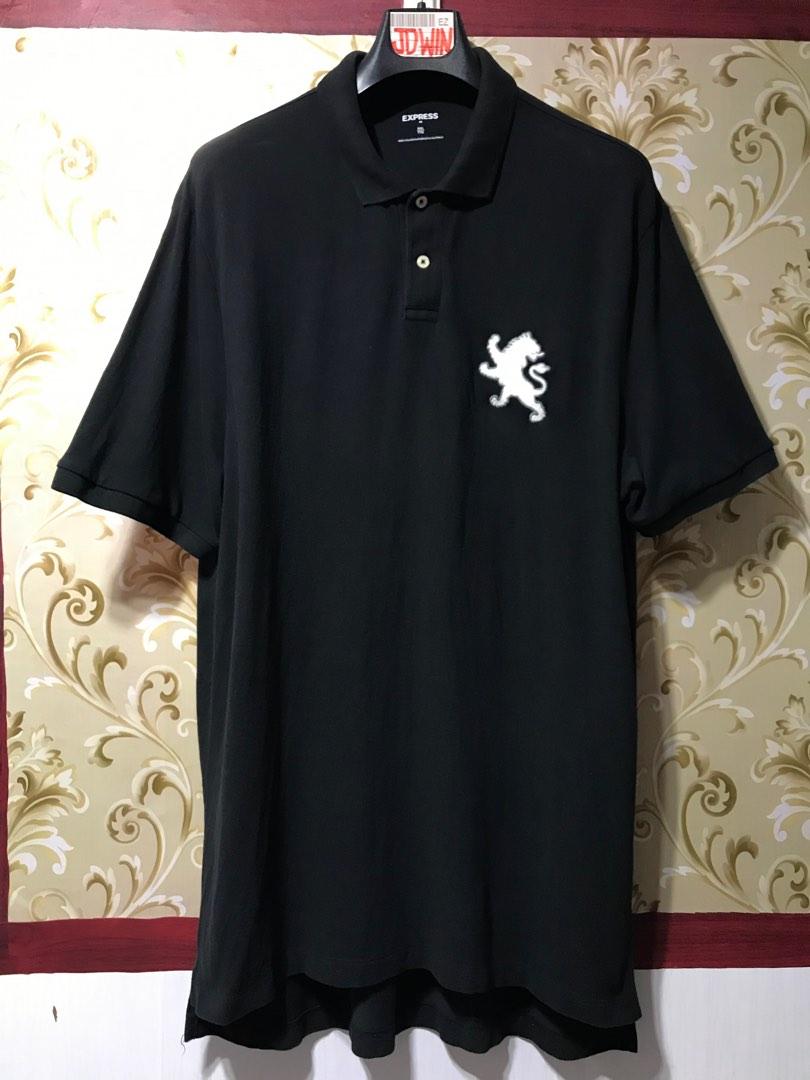 EXPRESS MEN S POLO SHIRT LONG BACK BIG LOGO BLACK 2XL Men s