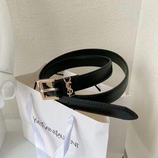 【Free shipping】YSL black and gold vintage belt